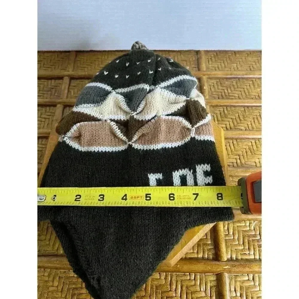 Peruvian Handmade Alpaca Wool Chullo Hat Cde‎ Pasco Earflap Winter Cap-Tan&Cream